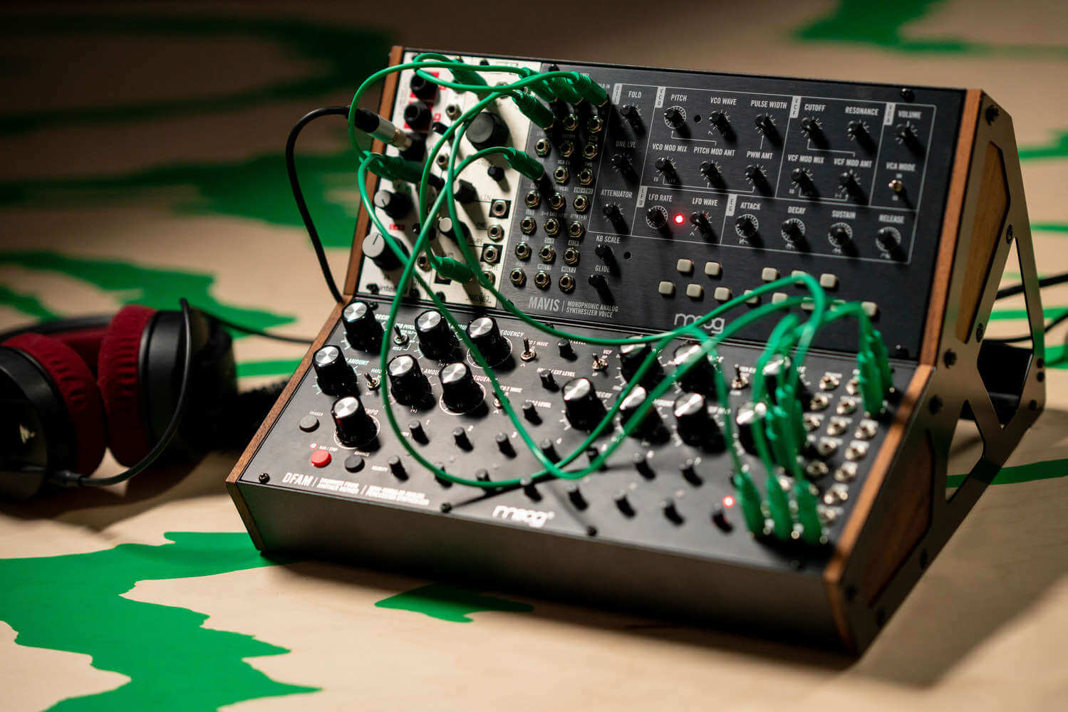 The Moog Mavis will fit in a Eurorack with its 44hp size. 