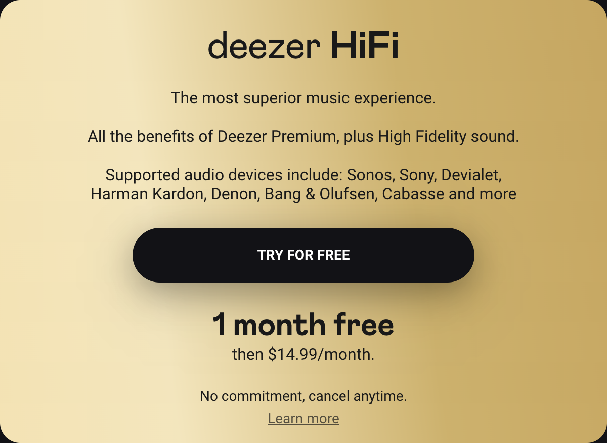 deezer hifi pricing