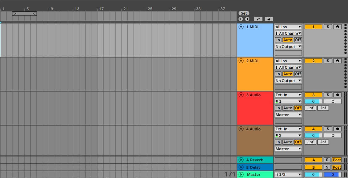 The arrangement tab is where we organize our musical projects in our DAW. The sound wave in the previous example is sitting in the third channel labelled 