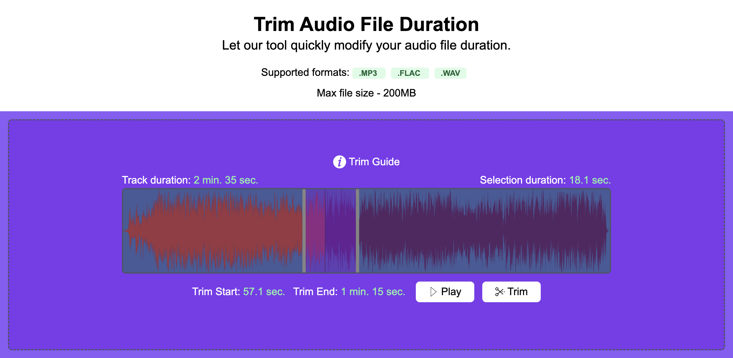 RouteNote Convert – trim audio files for free