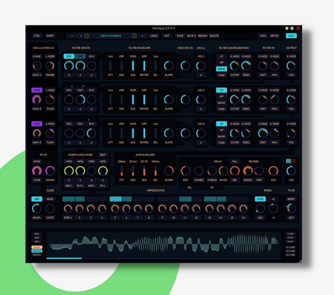 The Monoplugs Monique VST instrument is a free software synthesizer capable of producing huge bass sounds with its morphable oscillators with advanced automation and modulation options.