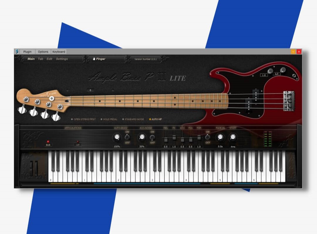 Next, we have a free bass guitar VST. Ample Bass P Lite II gives you 443 bass guitar samples with a number of articulations with authentic bass tones. In fact, the recordings are actually sampled from a Fender Precision bass guitar!