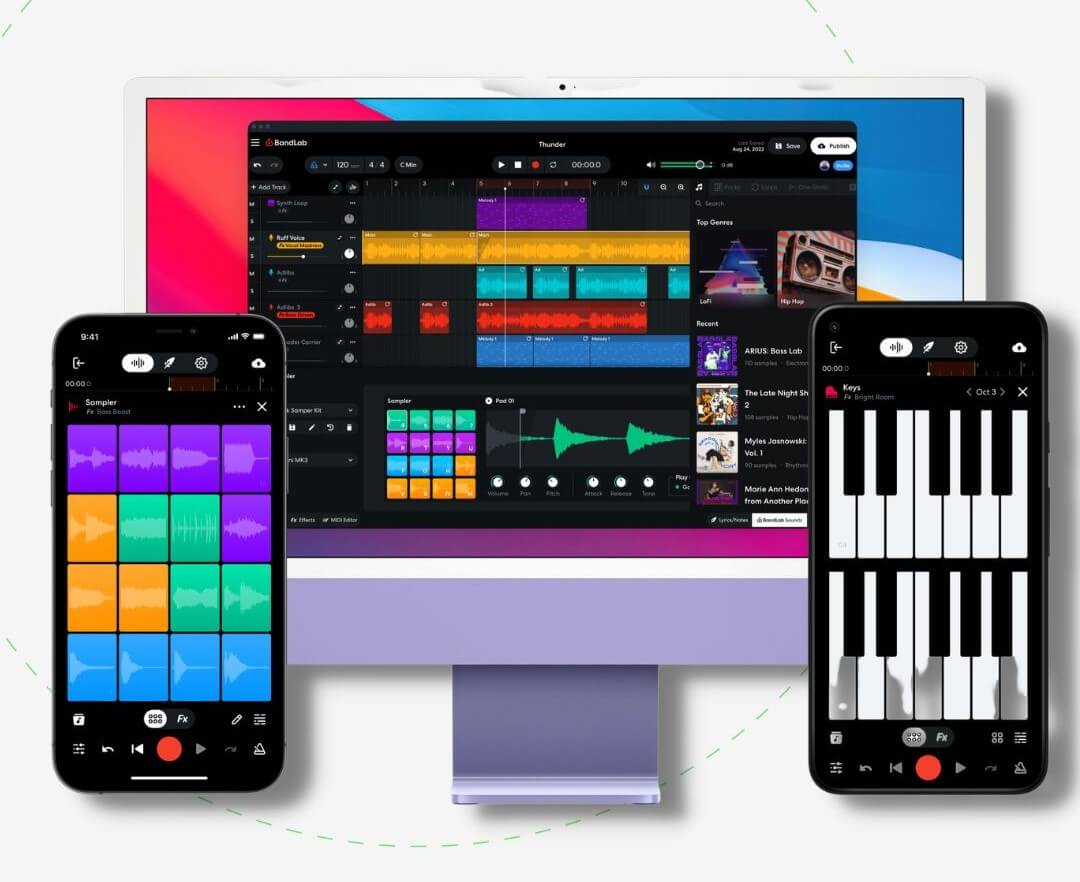 BandLab offers free music creation tools across computers & mobile devices.