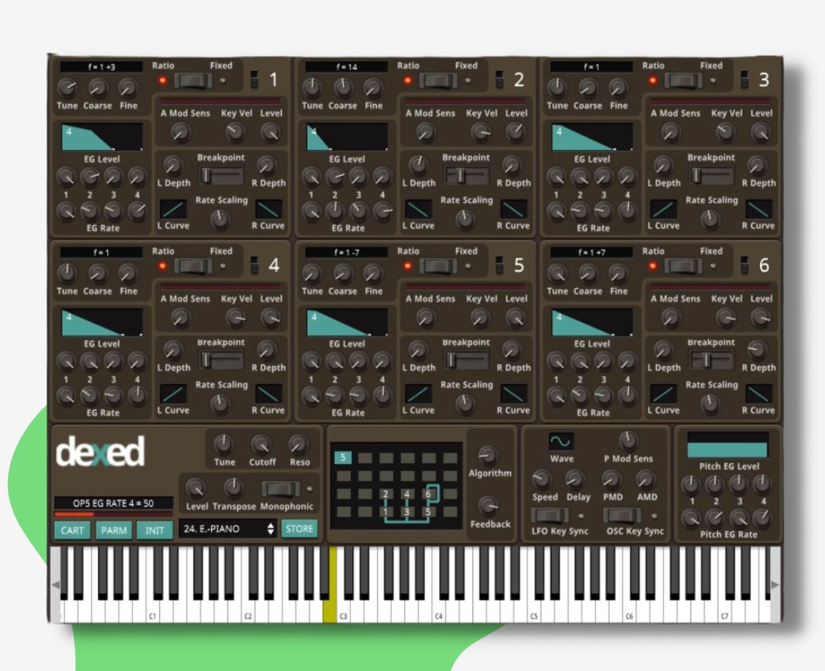 While wavetable synthesis has Vital, Dexed is easily the best free FM software synthesizer around today. It’s actually a comprehensive emulation of the Yamaha DX7 – the classic digital FM synthesizer. As a matter of fact, you can use the Dexed software as an editor for the DX7 hardware synth itself.