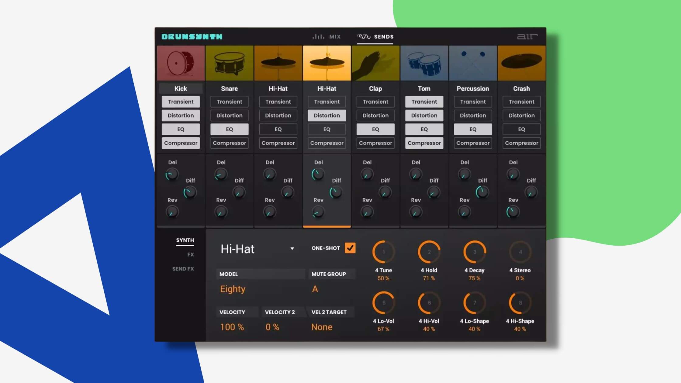 Air DrumSynth – a soft drum synth with an easy interface and extensive sound possibilities