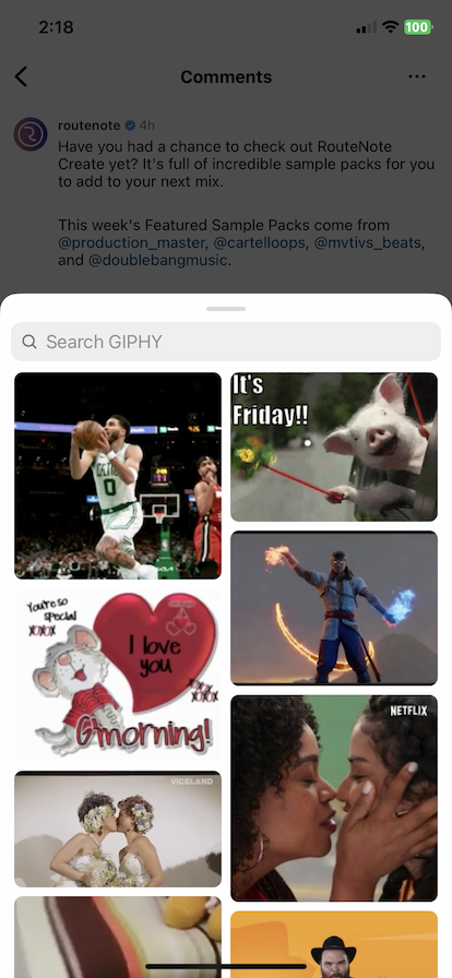 How to comment on Instagram posts and Reels with GIFs - RouteNote Blog