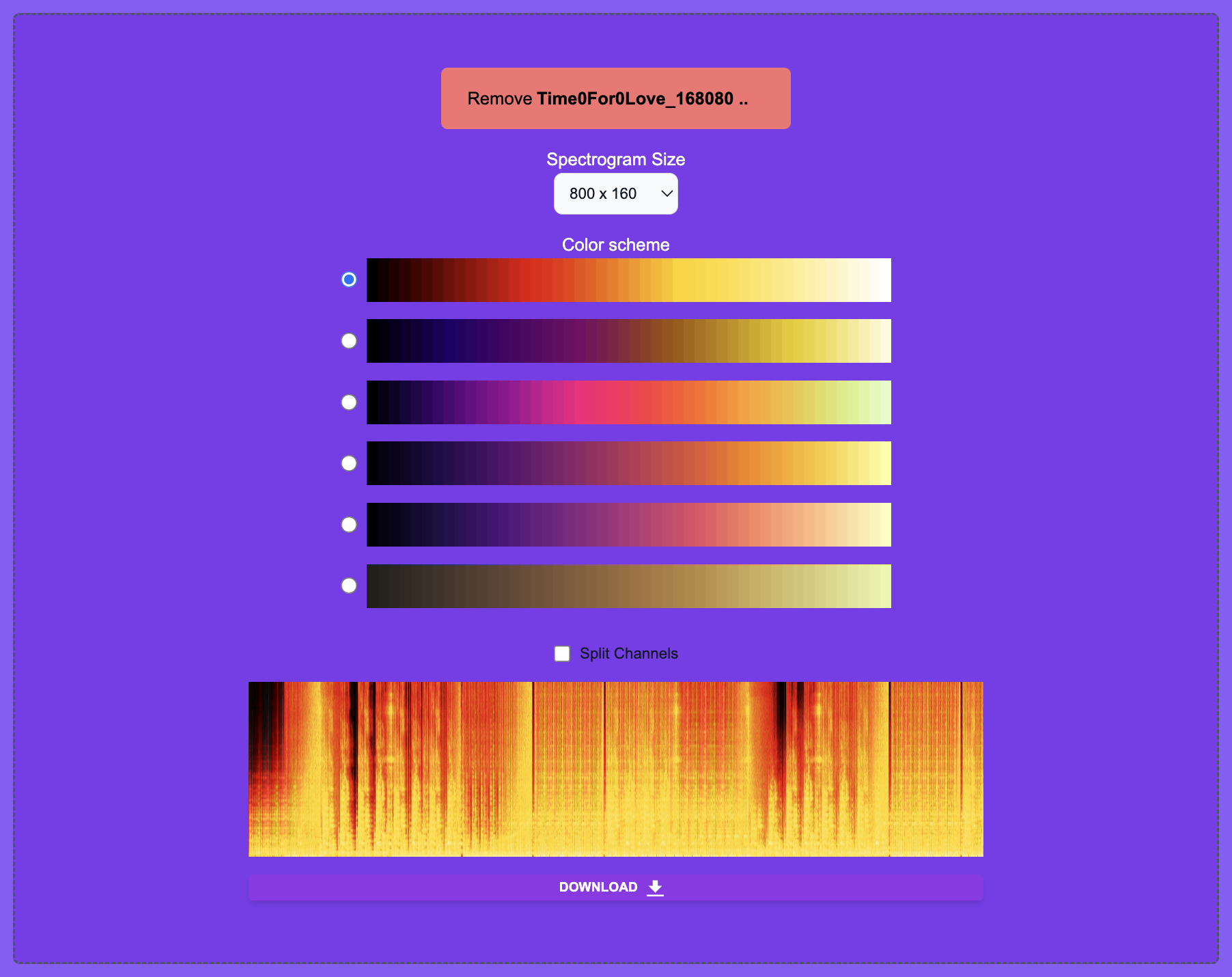 RouteNote Convert – how to generate a spectrogram image from an audio file online for free