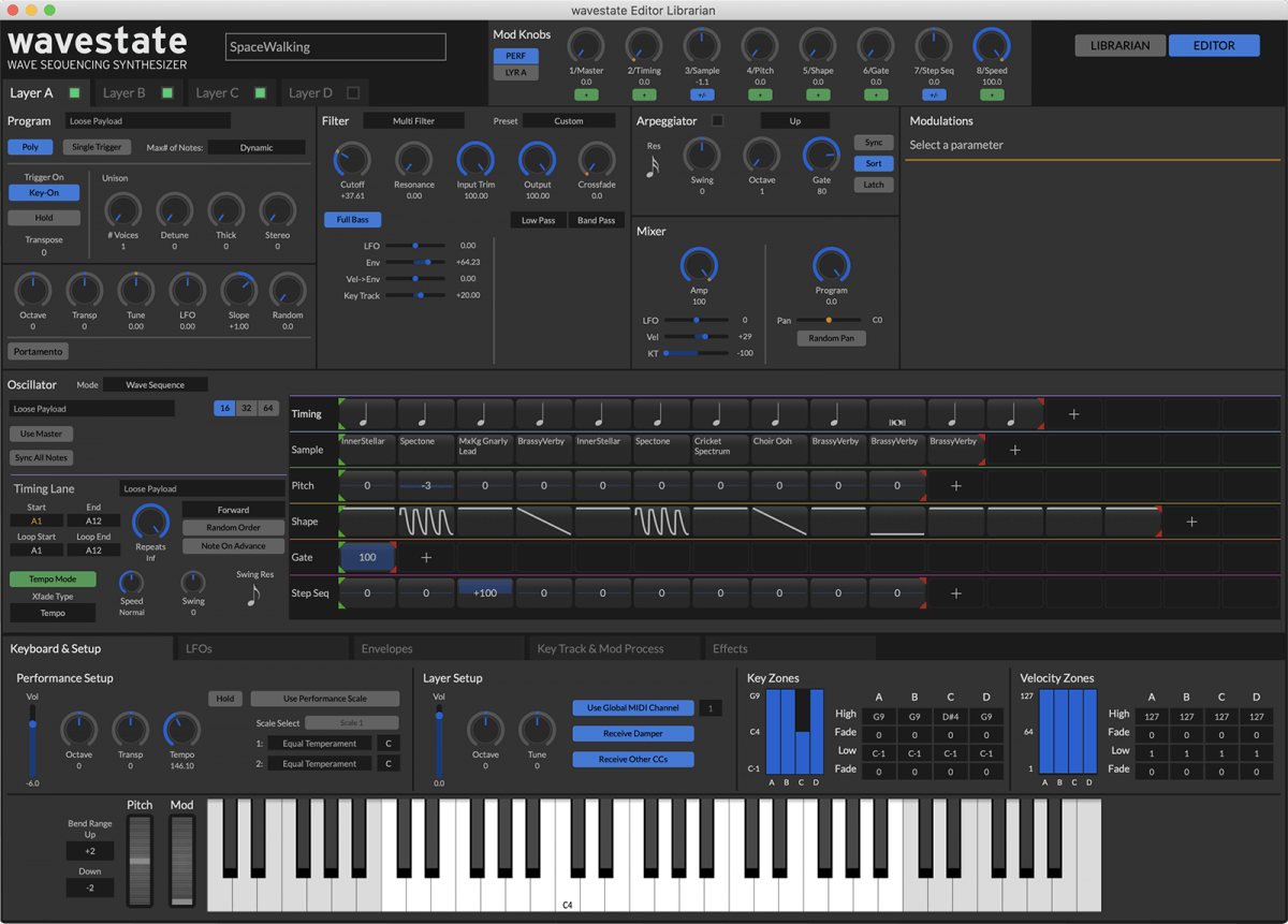 The Wavestate SE editor is available for free with a purchase of the Wavestate SE. You can edit macros, modulation routes, and more in the editor.