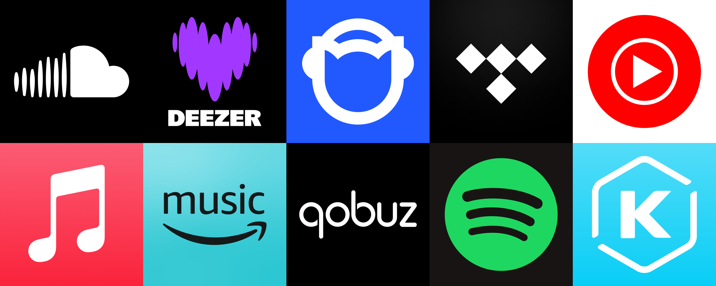 The icons of the streaming services with the most tracks