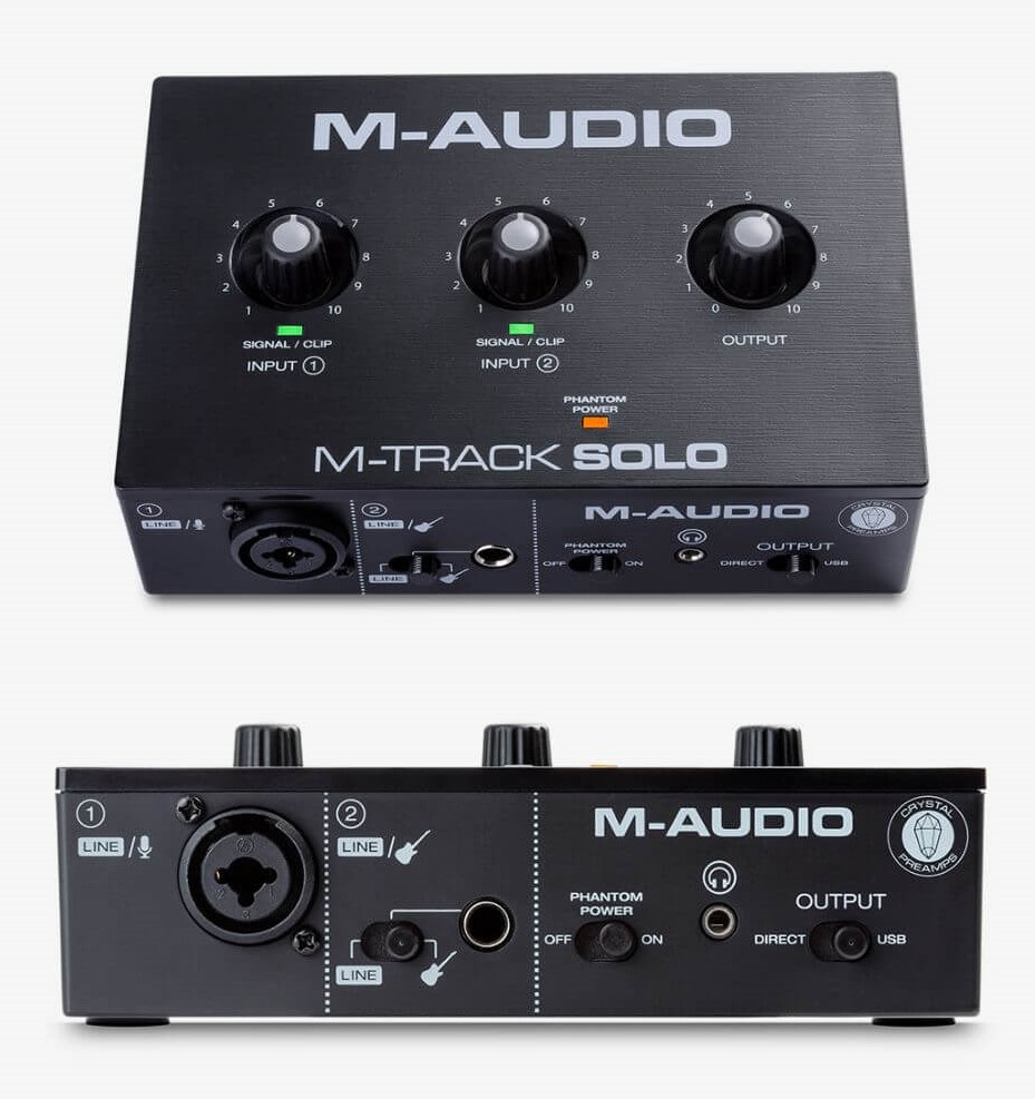 The M-Audio M-Track Solo boasts an XLR / instrument jacks & a single instrument input. Connect to your speakers via balanced TRS or unbalanced TS cables.  