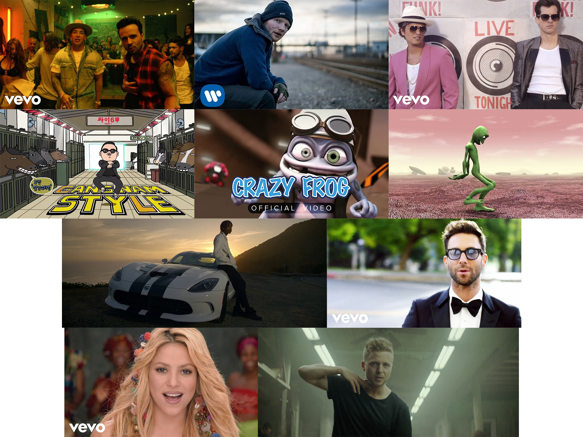 Top 10 all-time most-viewed music videos on YouTube 2025