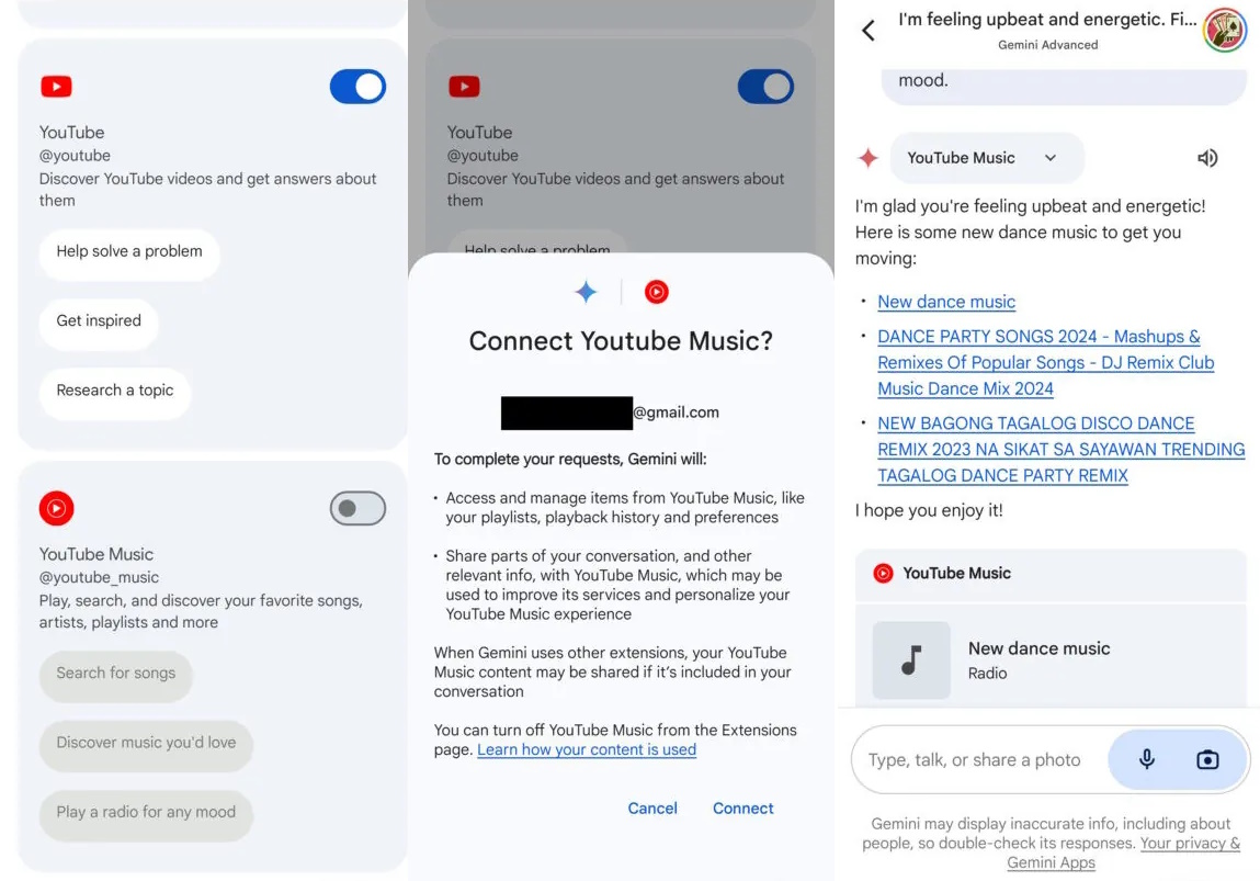 Google seem to be looking at ways to bring YouTube Music into AI Gemini for deeper user control and music search functionality.