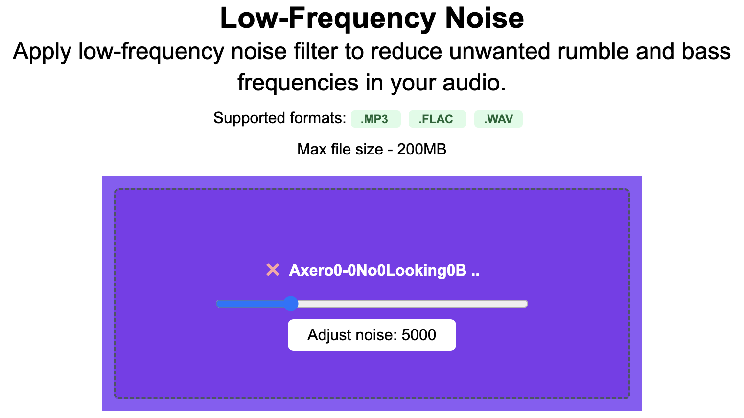 RouteNote Convert – Free low-frequency noise filter online