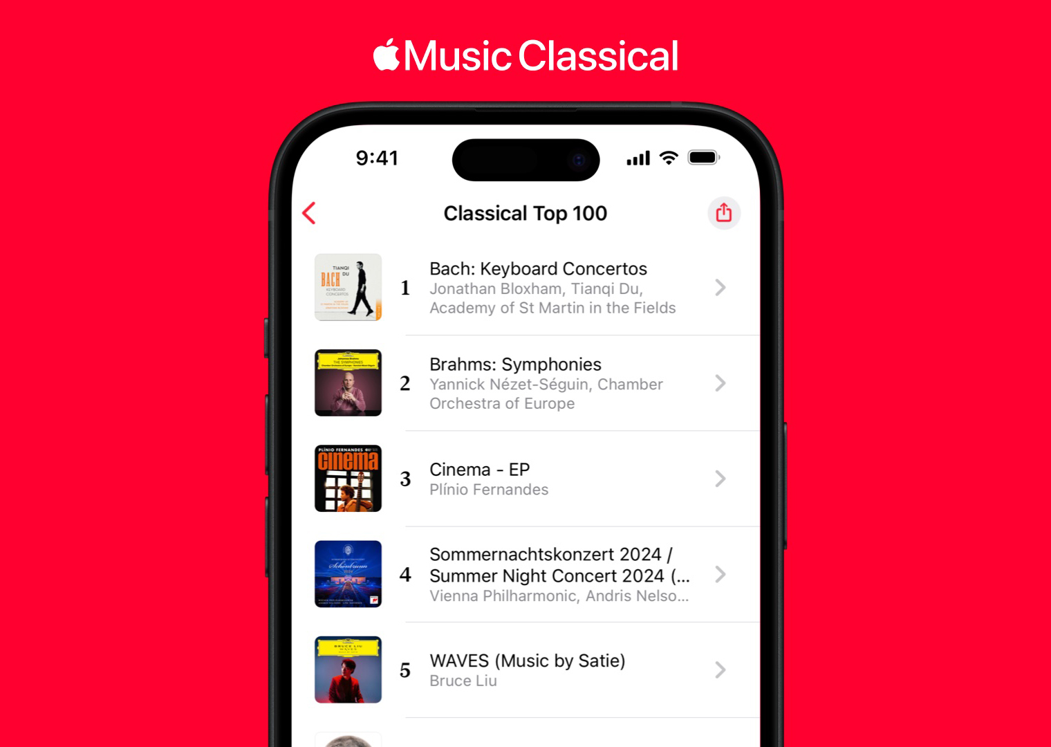 The most popular classical music is now available in Apple’s new weekly Top 100 chart