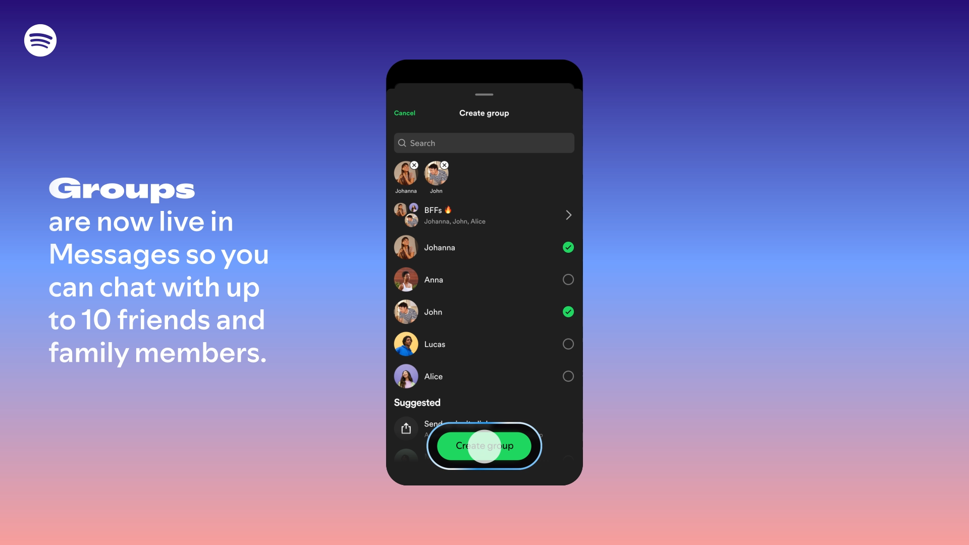 Spotify Messages get a group chat upgrade