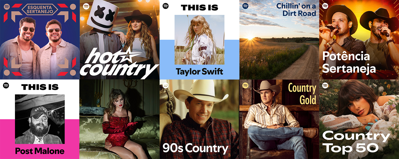 Listas de reproducción country más seguidas en Spotify en 2026