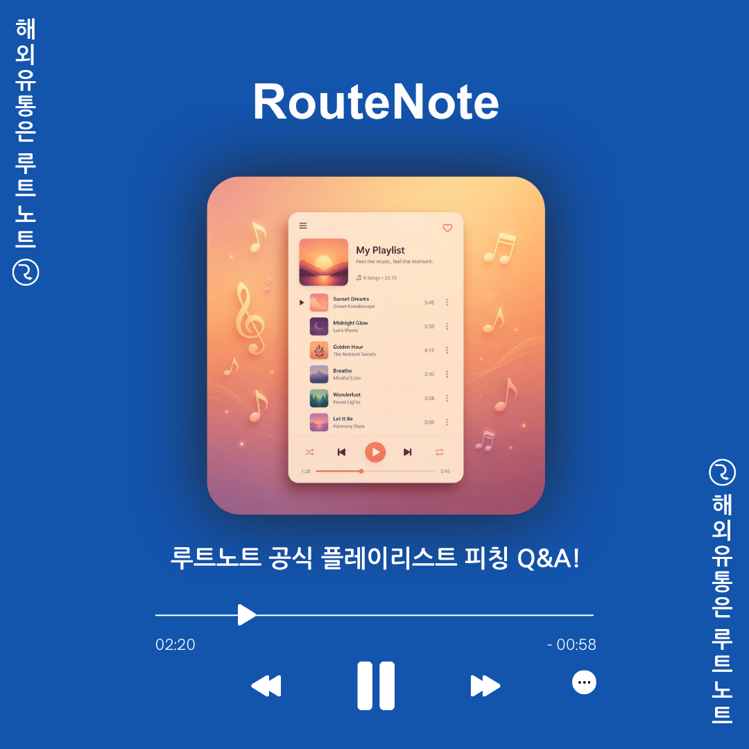 내 음악을 글로벌 플레이리스트에 올려볼까? 루트노트 공식 플레이리스트 피칭 Q&A!