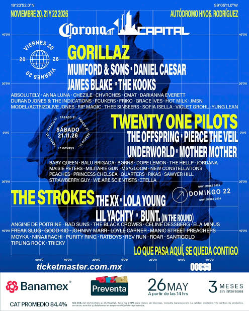 Corona Capital 2026 Lineup: Gorillaz, The Strokes and Twenty One Pilots Headline